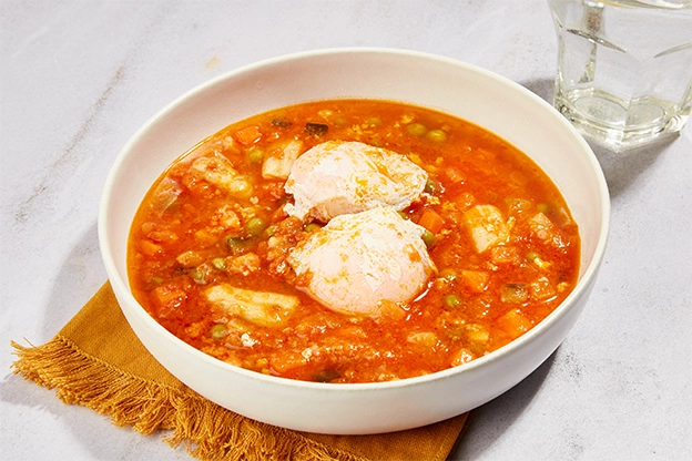 Huevos al plato con verduras a domicilio